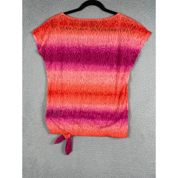 Lauren Ralph Lauren Womens Pink & Orange Top With Tie At Bottom Size M - Picture 2 of 8